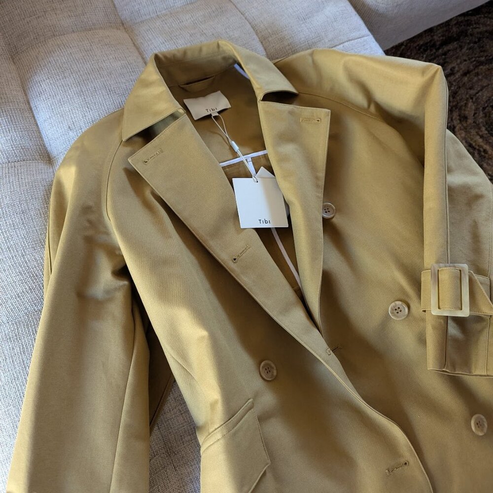 Tibi Sculpted Cotton Trench Coat NWT Sz XXS XS